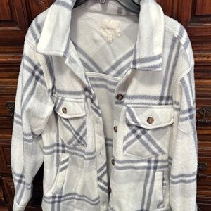 Ultra Flirt white and blue Checkered Utility Jacket